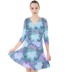 Quarter Sleeve Front Wrap Dress 