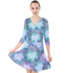 Leaves Glitter Background Winter Quarter Sleeve Front Wrap Dress
