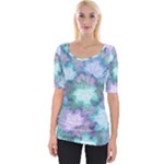 Leaves Glitter Background Winter Wide Neckline T-Shirt