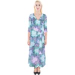 Leaves Glitter Background Winter Quarter Sleeve Wrap Maxi Dress