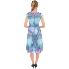 Cap Sleeve Front Wrap Midi Dress 