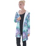 Leaves Glitter Background Winter Longline Hooded Cardigan