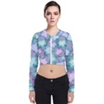 Leaves Glitter Background Winter Long Sleeve Zip Up Bomber Jacket