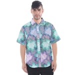Leaves Glitter Background Winter Men s Short Sleeve Shirt