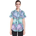 Leaves Glitter Background Winter Women s Short Sleeve Shirt