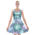 Leaves Glitter Background Winter Velvet Skater Dress