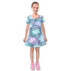 Leaves Glitter Background Winter Kids  Short Sleeve Velvet Dress from ArtsNow.com