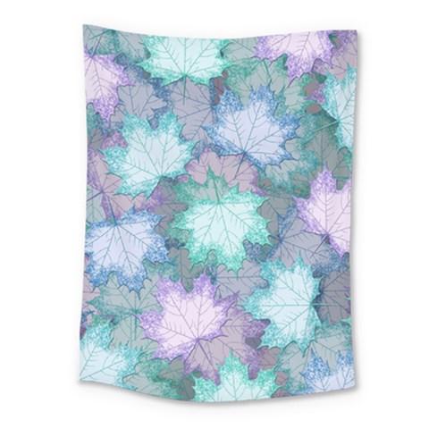 Leaves Glitter Background Winter Medium Tapestry from ArtsNow.com