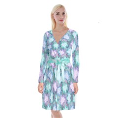 Long Sleeve Velvet Front Wrap Dress 
