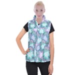 Leaves Glitter Background Winter Women s Button Up Vest