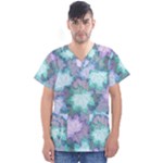 Leaves Glitter Background Winter Men s V-Neck Scrub Top