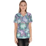 Leaves Glitter Background Winter Women s V-Neck Scrub Top