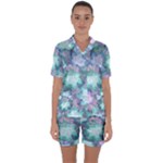 Leaves Glitter Background Winter Satin Short Sleeve Pajamas Set