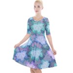 Leaves Glitter Background Winter Quarter Sleeve A-Line Dress