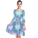 Leaves Glitter Background Winter Quarter Sleeve Waist Band Dress