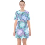 Leaves Glitter Background Winter Sixties Short Sleeve Mini Dress