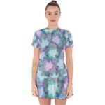 Leaves Glitter Background Winter Drop Hem Mini Chiffon Dress
