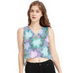 Leaves Glitter Background Winter V-Neck Cropped Tank Top