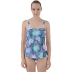 Leaves Glitter Background Winter Twist Front Tankini Set
