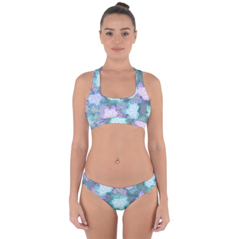 Leaves Glitter Background Winter Cross Back Hipster Bikini Set from ArtsNow.com