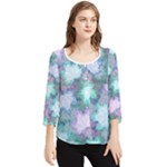Leaves Glitter Background Winter Chiffon Quarter Sleeve Blouse