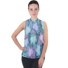 Mock Neck Chiffon Sleeveless Top 