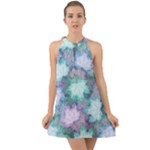 Leaves Glitter Background Winter Halter Tie Back Chiffon Dress