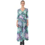 Leaves Glitter Background Winter Button Up Boho Maxi Dress