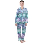 Leaves Glitter Background Winter Women s Long Sleeve Satin Pajamas Set	