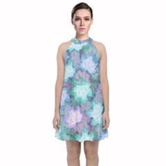 Velvet Halter Neckline Dress  