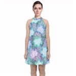 Leaves Glitter Background Winter Velvet Halter Neckline Dress 