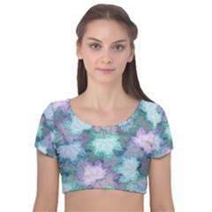 Velvet Short Sleeve Crop Top  