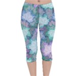 Leaves Glitter Background Winter Velvet Capri Leggings 