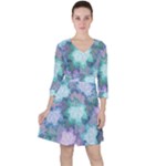Leaves Glitter Background Winter Quarter Sleeve Ruffle Waist Dress