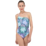 Leaves Glitter Background Winter Classic One Shoulder Swimsuit