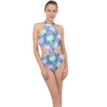 Leaves Glitter Background Winter Halter Side Cut Swimsuit