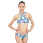 Leaves Glitter Background Winter High Neck Bikini Set