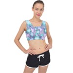 Leaves Glitter Background Winter V-Back Sports Bra