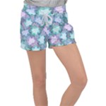 Leaves Glitter Background Winter Women s Velour Lounge Shorts