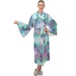 Leaves Glitter Background Winter Maxi Velvet Kimono