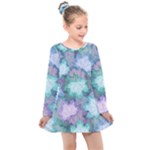 Leaves Glitter Background Winter Kids  Long Sleeve Dress