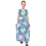 Leaves Glitter Background Winter Kids  Short Sleeve Maxi Dress