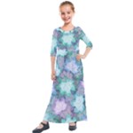 Leaves Glitter Background Winter Kids  Quarter Sleeve Maxi Dress