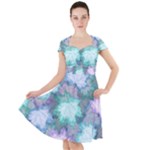 Leaves Glitter Background Winter Cap Sleeve Midi Dress