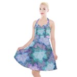 Leaves Glitter Background Winter Halter Party Swing Dress 