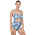 Leaves Glitter Background Winter Scallop Top Cut Out Swimsuit