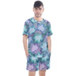 Leaves Glitter Background Winter Men s Mesh T-Shirt and Shorts Set