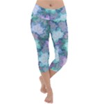 Leaves Glitter Background Winter Lightweight Velour Capri Yoga Leggings