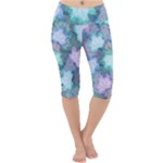 Leaves Glitter Background Winter Lightweight Velour Cropped Yoga Leggings
