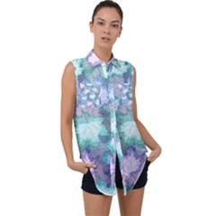 Sleeveless Chiffon Button Shirt 